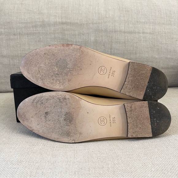 Authentic CHANEL Classic CC Logo Ballet Flats Ballerinas Beige and Black - Picture 8 of 10
